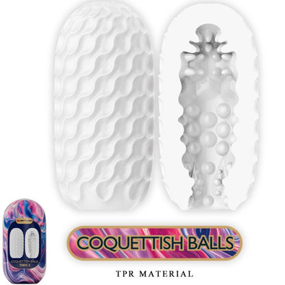 PRETTY LOVE - MASTURBATORE MASCHILE IN SILICONE CON PALLE CIVETTE BIANCO