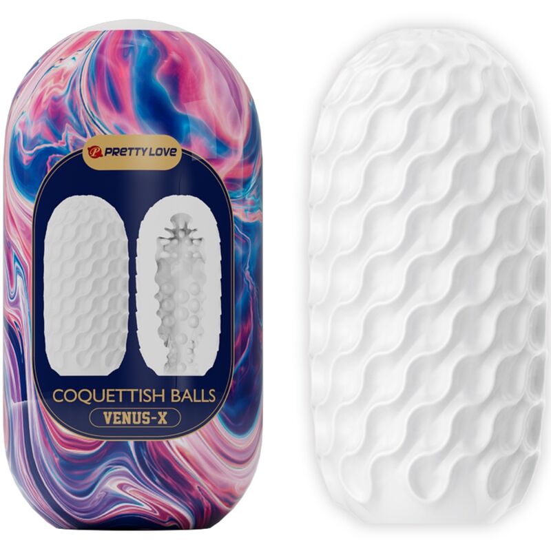 PRETTY LOVE - MASTURBATORE MASCHILE IN SILICONE CON PALLE CIVETTE BIANCO