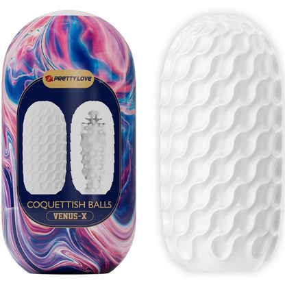 PRETTY LOVE - MASTURBATORE MASCHILE IN SILICONE CON PALLE CIVETTE BIANCO