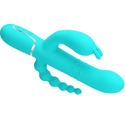 PRETTY LOVE - CAMMY VIBRATORE TRIPLO RABBIT MULTIFUNZIONE 4 IN 1 BLU