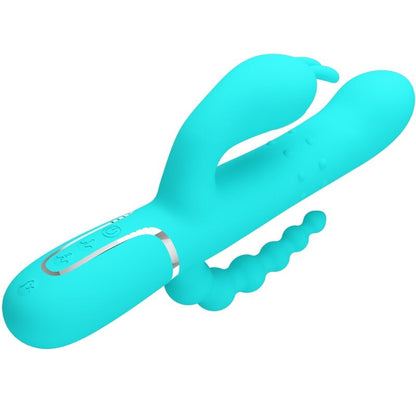 PRETTY LOVE - CAMMY VIBRATORE TRIPLO RABBIT MULTIFUNZIONE 4 IN 1 BLU