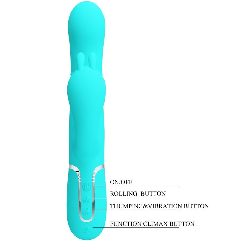 PRETTY LOVE - CAMMY VIBRATORE TRIPLO RABBIT MULTIFUNZIONE 4 IN 1 BLU