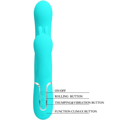 PRETTY LOVE - CAMMY VIBRATORE TRIPLO RABBIT MULTIFUNZIONE 4 IN 1 BLU