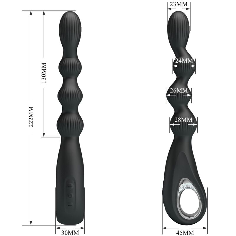 PRETTY LOVE - VIBRATORE ANALE FEDERER 12 VIBRAZIONI NERO