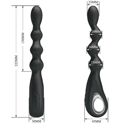 PRETTY LOVE - VIBRATORE ANALE FEDERER 12 VIBRAZIONI NERO
