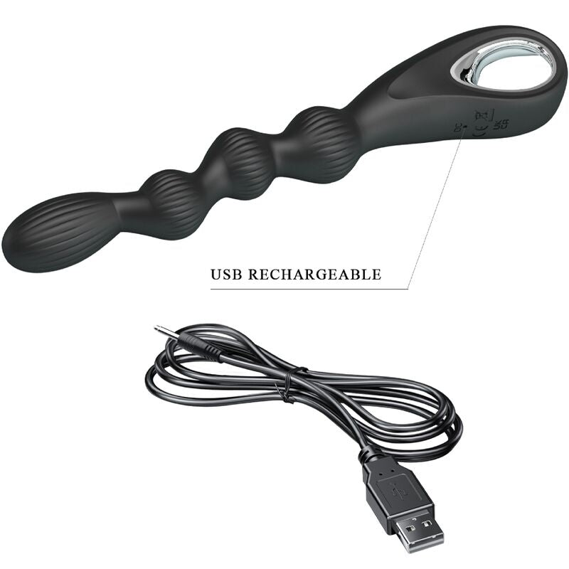 PRETTY LOVE - VIBRATORE ANALE FEDERER 12 VIBRAZIONI NERO