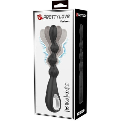 PRETTY LOVE - VIBRATORE ANALE FEDERER 12 VIBRAZIONI NERO