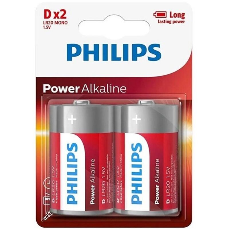 PHILIPS - BATTERIA ALCALINE POWER D LR20 BLISTER*2