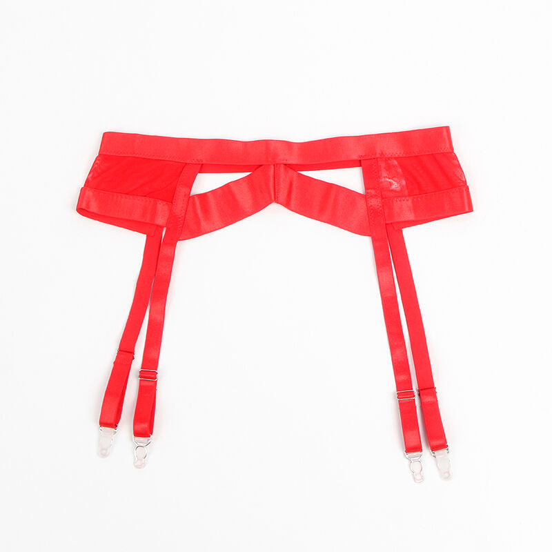 SUBBLIME - 955267 SET REGGISENO BONDAGE ROSSO E CINTURA GIARRETTIERA L/XL