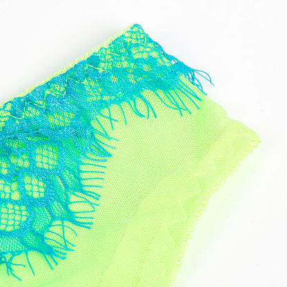 SUBBLIME - 955311 SET REGGISENO E GIARRETTIERE IN PIZZO VERDE E BLU S/M