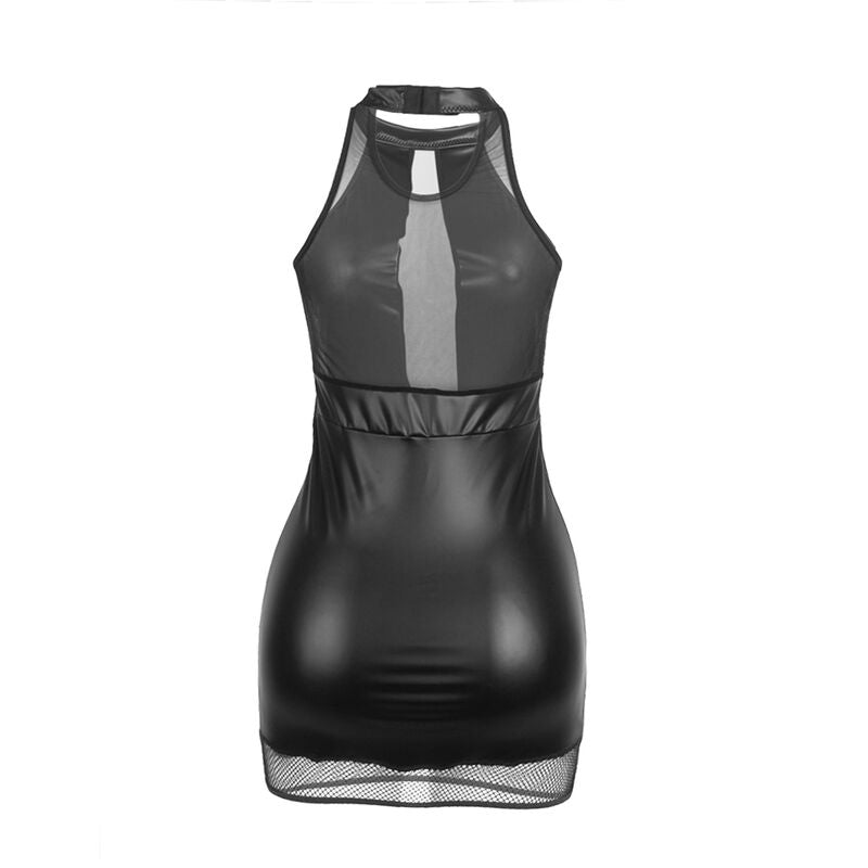 SUBBLIME - 955472 Abito nero trasparente con scollo all'americana S/M
