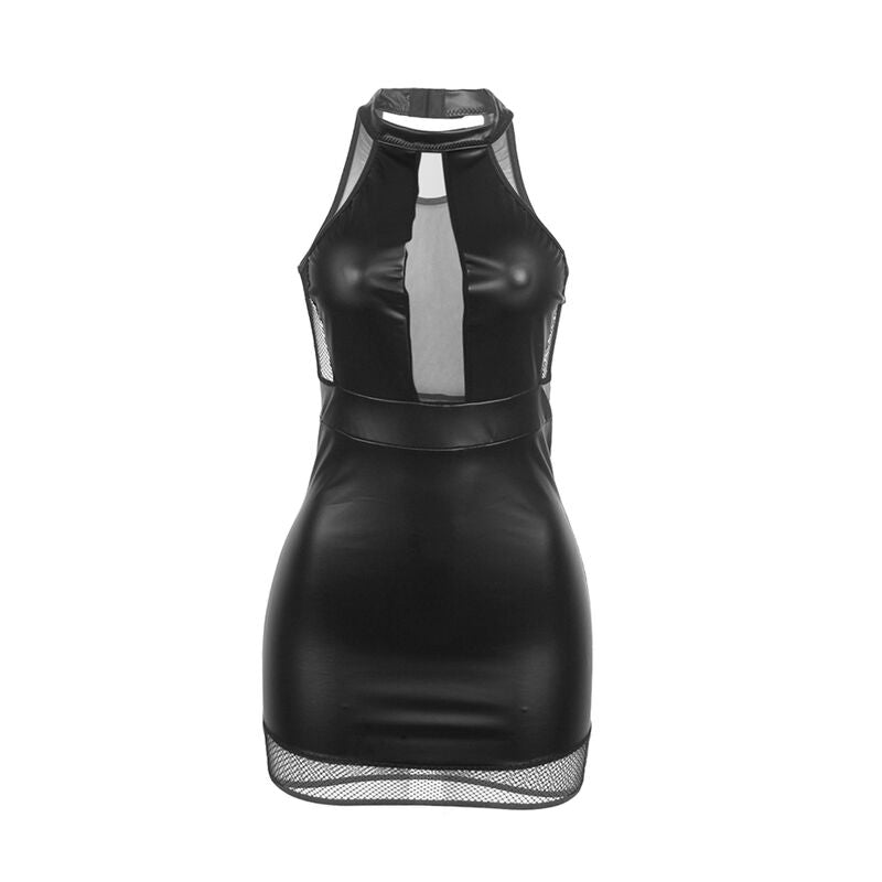 SUBBLIME - 955472 Abito nero trasparente con scollo all'americana S/M