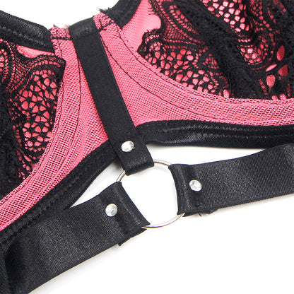 SUBBLIME - 955571 REGGISENO IN RETE VERNICIATA ROSA CON ZIP S/M