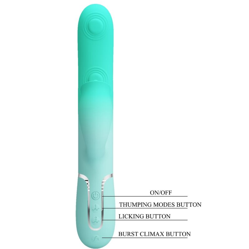 PRETTY LOVE - VIBRATORE CONIGLIO MULTIFUNZIONE GIGI VERDE ACQUA