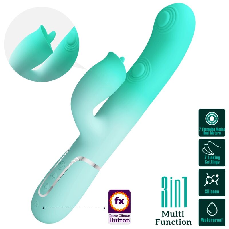 PRETTY LOVE - VIBRATORE CONIGLIO MULTIFUNZIONE GIGI VERDE ACQUA