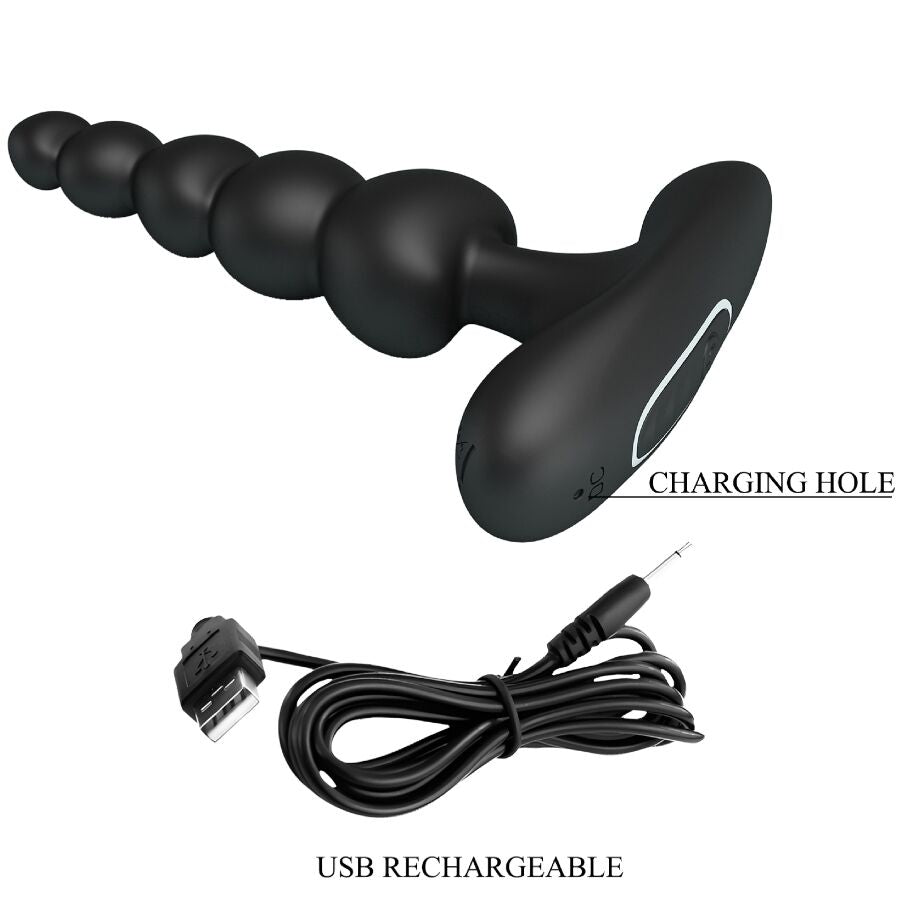 PRETTY LOVE - VIBRATORE ANALE CORBAN 10 VIBRAZIONI NERO