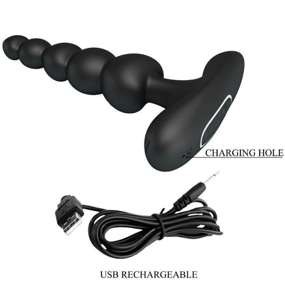 PRETTY LOVE - VIBRATORE ANALE CORBAN 10 VIBRAZIONI NERO