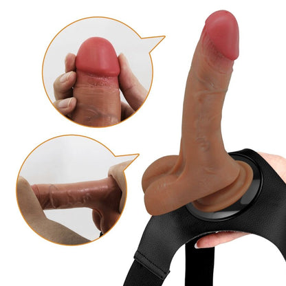 PRETTY LOVE - SLIP UNIVERSAL CON DILDO VIBRANTE E SQUIRTING 15,5 CM MULATTO