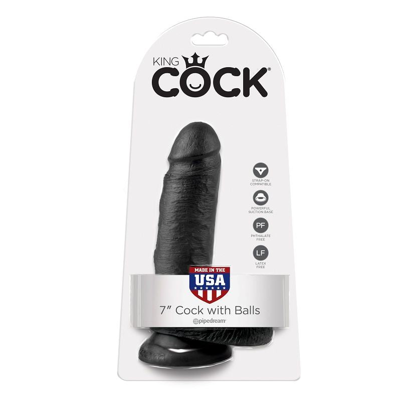 KING COCK - 7 PENI NERI REALISTICI 17,8 CM