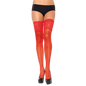 LEG AVENUE - MEDIAS ROJAS AUTOADHESIVAS CON ENCAJE ANCHO ONE SIZE