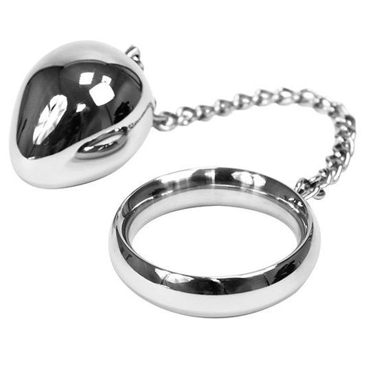 METAL HARD - ANELLO PER IL PENE 40MM + CATENA CON PALLA IN METALLO