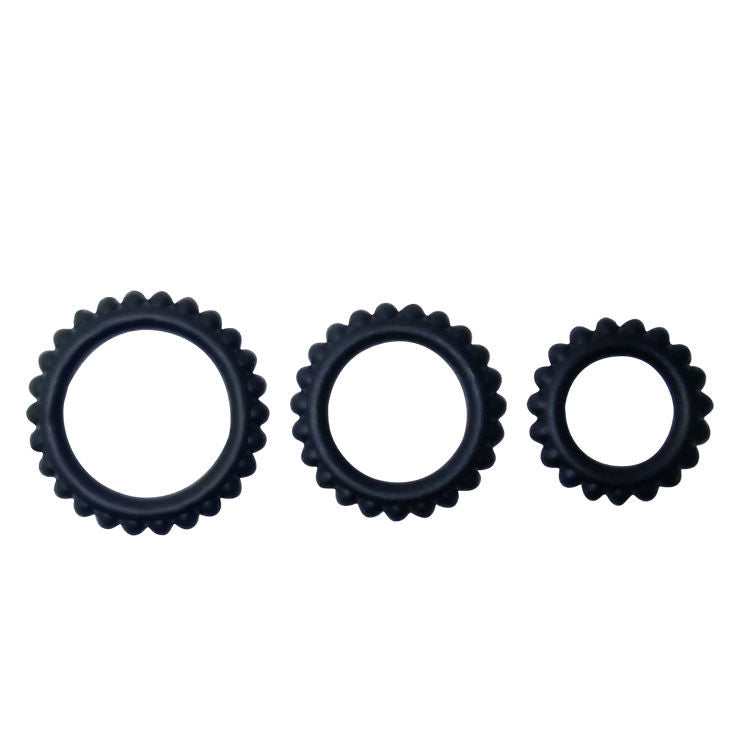 BAILE - TITAN SET 3 PEZZI ANELLO PER IL PENE NERO 2,8 + 2,4 + 1,9 CM 