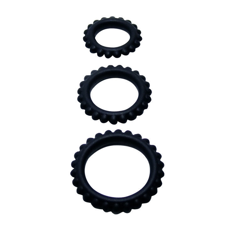 BAILE - TITAN SET 3 PEZZI ANELLO PER IL PENE NERO 2,8 + 2,4 + 1,9 CM 