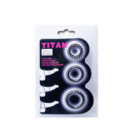 BAILE - TITAN SET 3 PEZZI ANELLO PER IL PENE NERO 2,8 + 2,4 + 1,9 CM 