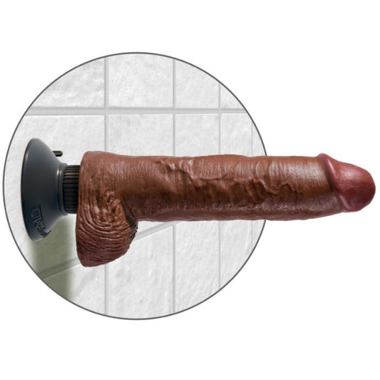 KING COCK - DILDO VIBRANTE CON TESTICOLI 25,5 CM COLORE MARRONE