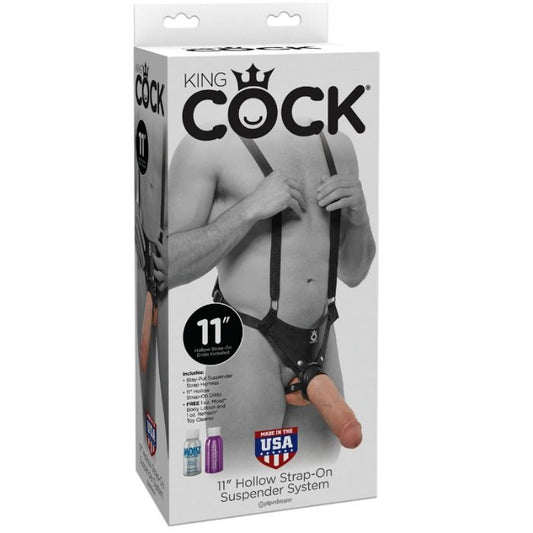 KING COCK - STRAP-ON CON DILDO CAVO DA 28 CM E CINGHIE COLOR CARNE