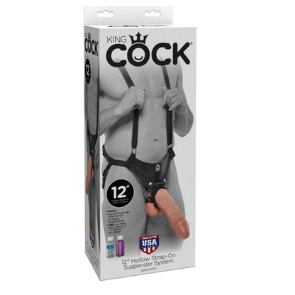 KING COCK - STRAP-ON CON DILDO CAVO DA 30,5 CM E CINGHIE COLOR CARNE