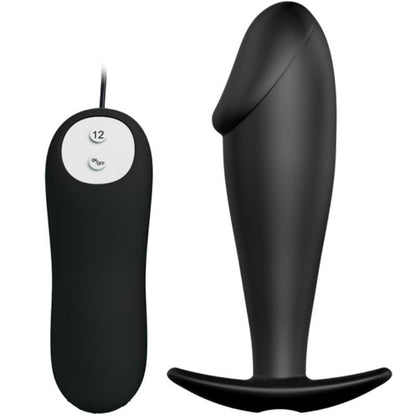 PRETTY LOVE - PLUG ANALE IN SILICONE A FORMA DI PENE E 12 MODALITÀ DI VIBRAZIONE NERO