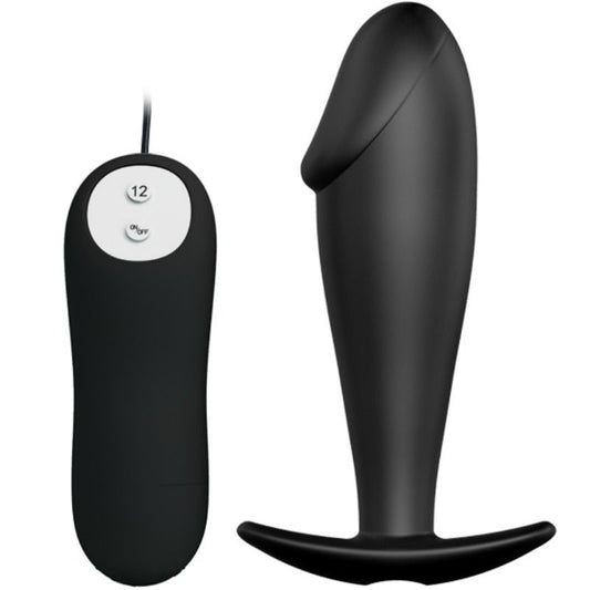PRETTY LOVE - PLUG ANALE IN SILICONE A FORMA DI PENE E 12 MODALITÀ DI VIBRAZIONE NERO