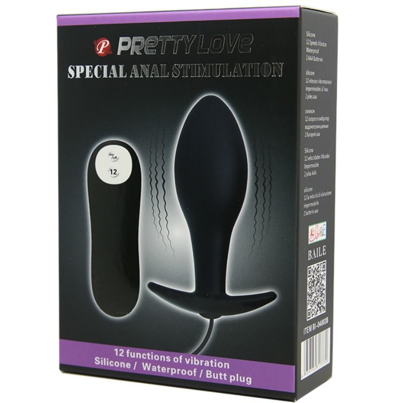 PRETTY LOVE - PLUG ANALE IN SILICONE A FORMA DI ANCORA 12 MODALITÀ DI VIBRAZIONE NERO