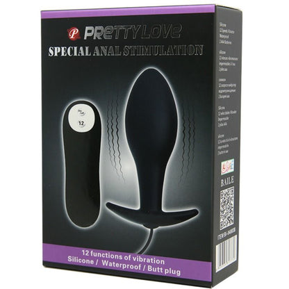 PRETTY LOVE - PLUG ANALE IN SILICONE A FORMA DI ANCORA 12 MODALITÀ DI VIBRAZIONE NERO
