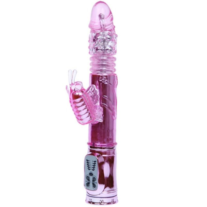 BAILE - VIBRATORE RICARICABILE CON STIMOLATORE A FARFALLA ROTANTE E PULSANTE