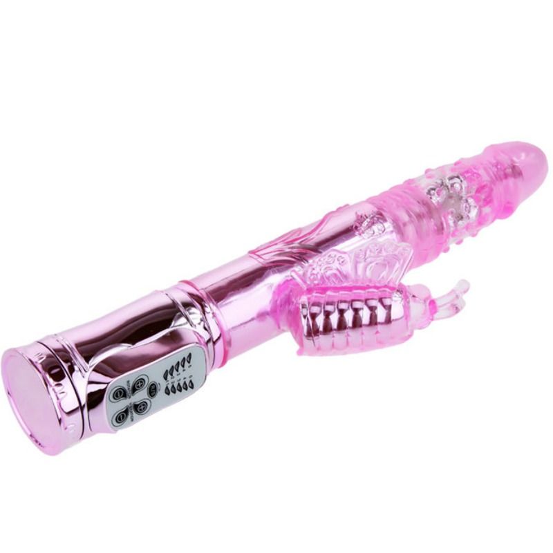 BAILE - VIBRATORE RICARICABILE CON STIMOLATORE A FARFALLA ROTANTE E PULSANTE