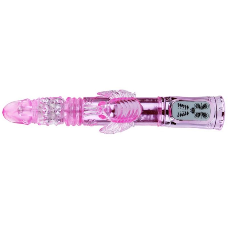 BAILE - VIBRATORE RICARICABILE CON STIMOLATORE A FARFALLA ROTANTE E PULSANTE