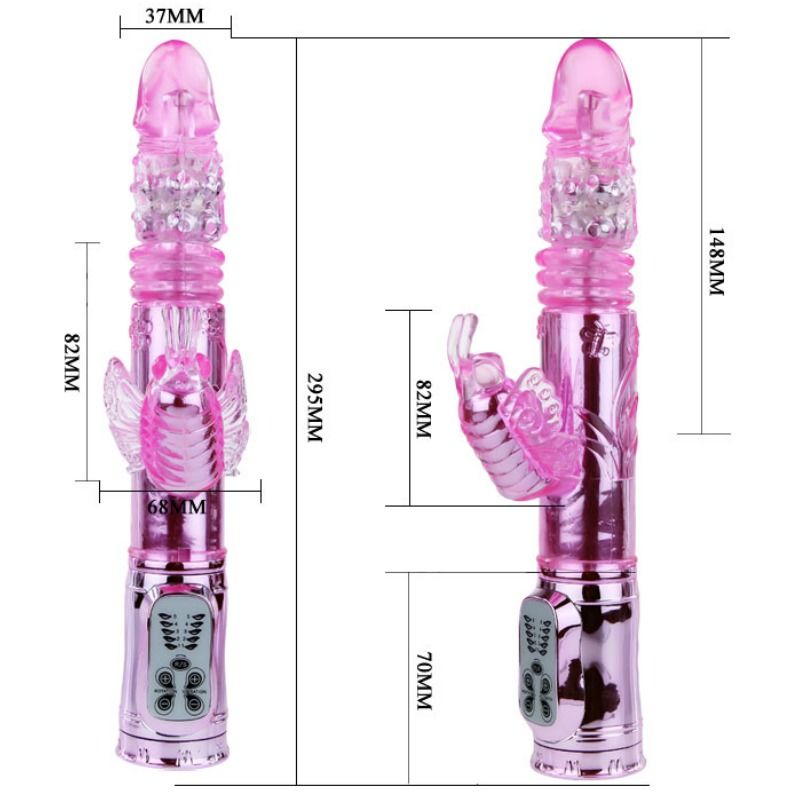 BAILE - VIBRATORE RICARICABILE CON STIMOLATORE A FARFALLA ROTANTE E PULSANTE