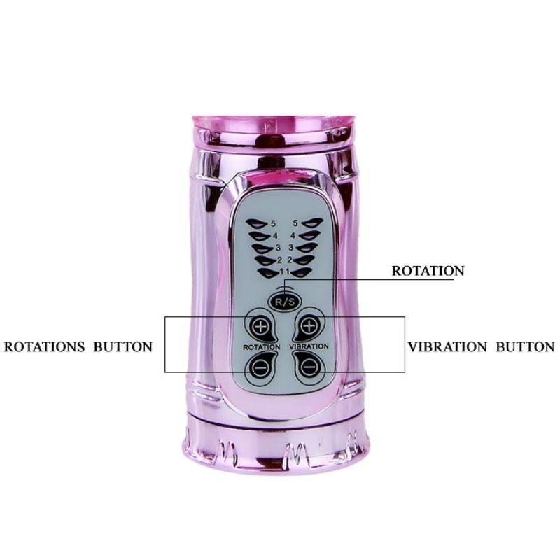 BAILE - VIBRATORE RICARICABILE CON STIMOLATORE A FARFALLA ROTANTE E PULSANTE
