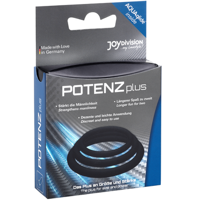 JOYDIVISION POTENZDUO - CONFEZIONE PLUS DI 3 ANELLI PER PENE NERI - S, M, L