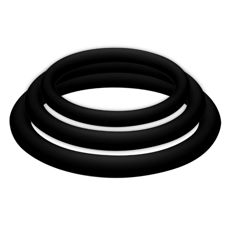 JOYDIVISION POTENZDUO - CONFEZIONE PLUS DI 3 ANELLI PER PENE NERI - S, M, L
