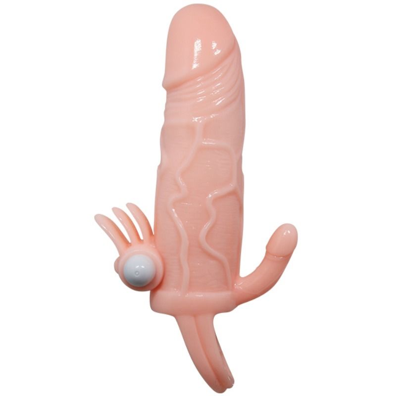DANCE - BRAVE MAN PENIS SLEEVE VIBRATORE ANALE E CLITORIDEO 16,5 CM NATURALE