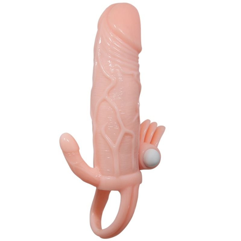 DANCE - BRAVE MAN PENIS SLEEVE VIBRATORE ANALE E CLITORIDEO 16,5 CM NATURALE