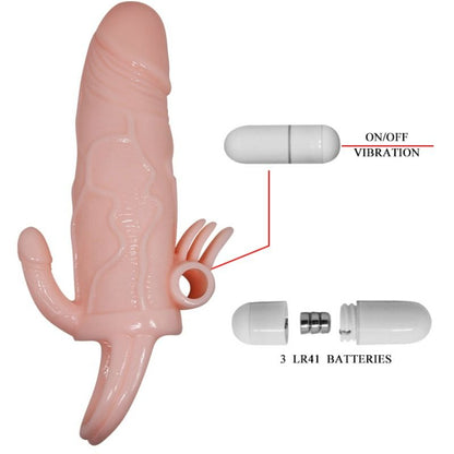 DANCE - BRAVE MAN PENIS SLEEVE VIBRATORE ANALE E CLITORIDEO 16,5 CM NATURALE
