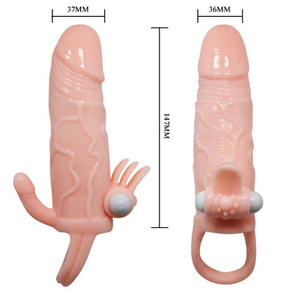 DANCE - BRAVE MAN PENIS SLEEVE VIBRATORE ANALE E CLITORIDEO 16,5 CM NATURALE