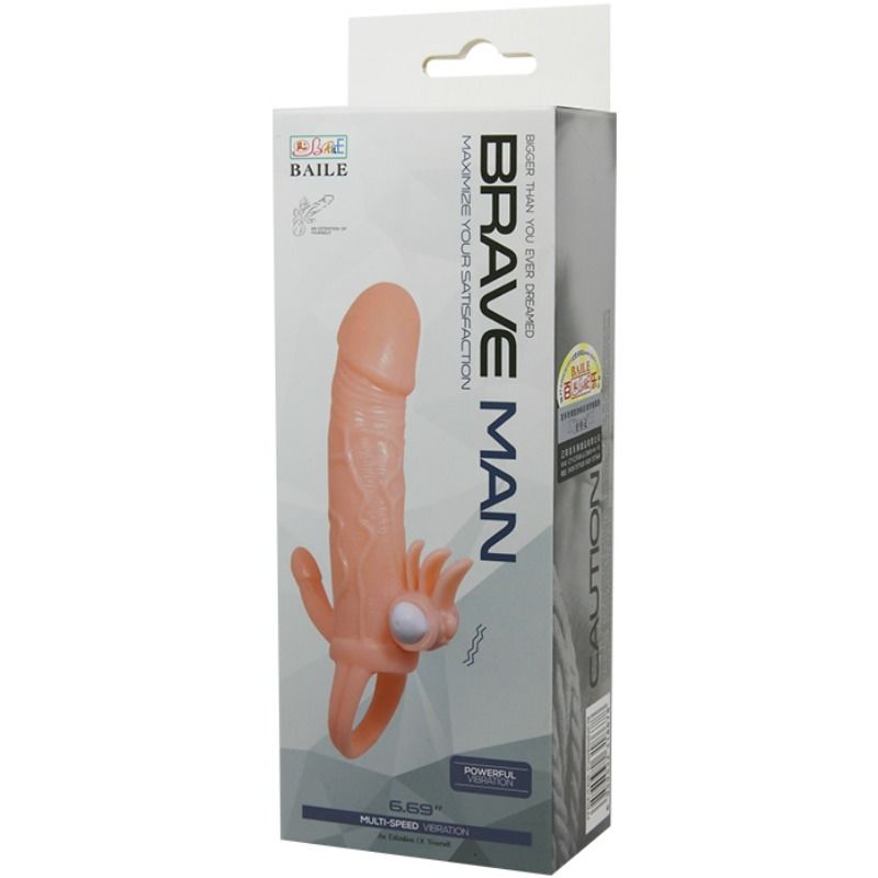 DANCE - BRAVE MAN PENIS SLEEVE VIBRATORE ANALE E CLITORIDEO 16,5 CM NATURALE