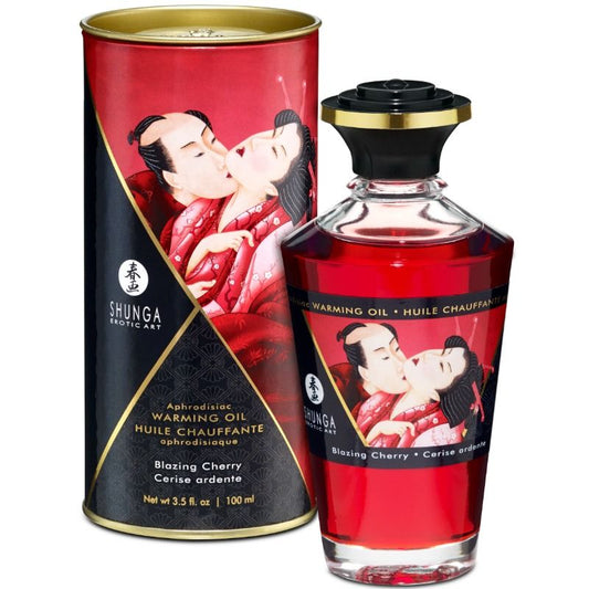 SHUNGA - OLIO DA MASSAGGIO EFFETTO RISCALDANTE GUSTO INTENSO DI CILIEGIA 100 ML