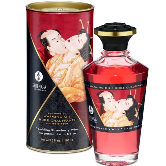 SHUNGA - OLIO DA MASSAGGIO EFFETTO CALORE FRAGOLA E CAVA 100 ML