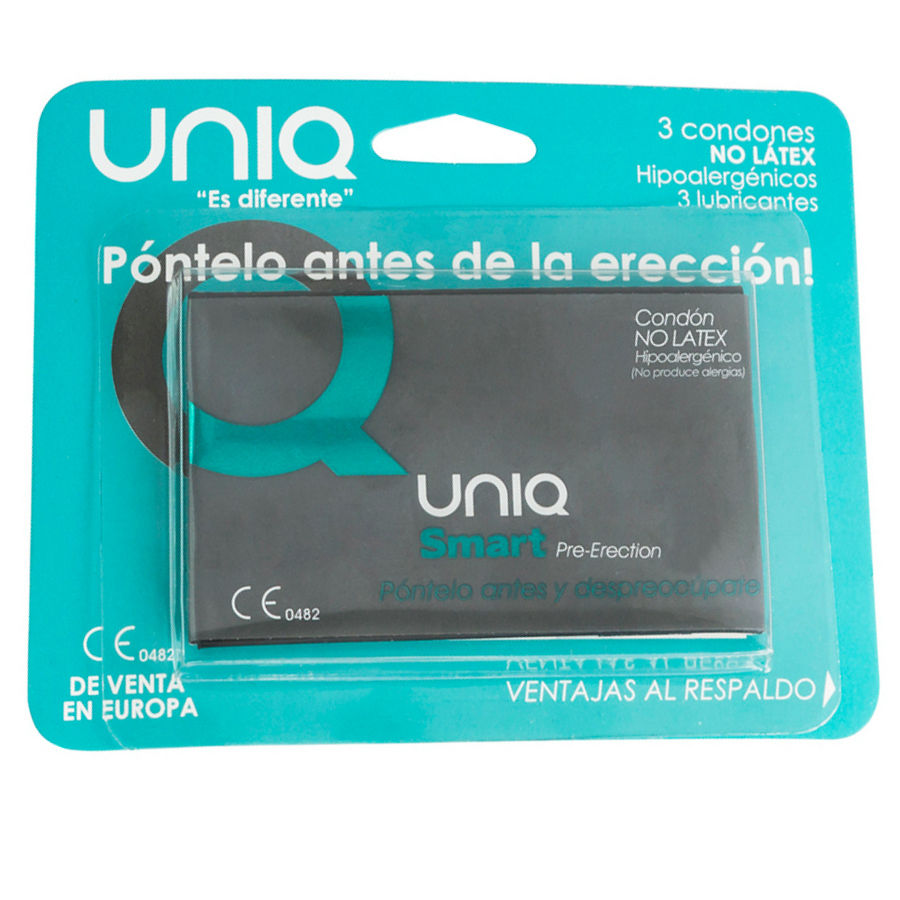 UNIQ - PRESERVATIVI INTELLIGENTI SENZA LATTICE PER LA PRE-EREZIONE, 3 PEZZI